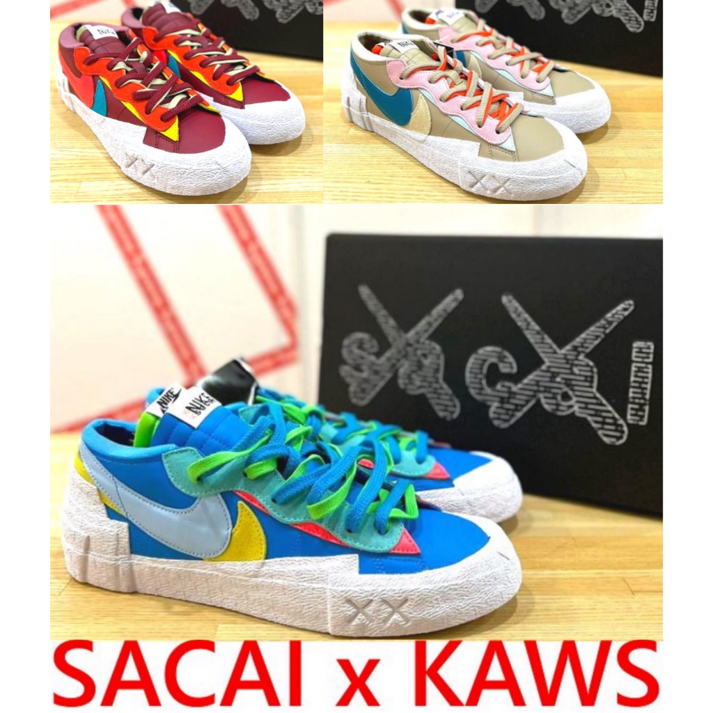 BLACK全新KAWS x SACAI x NIKE BLAZER經典XX解構再結構LOW復古籃球鞋