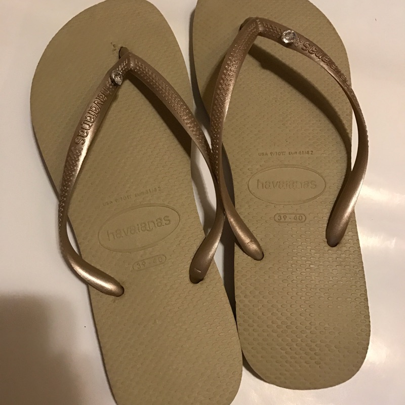 全新 巴西🇧🇷品牌 哈瓦仕 Havaianas 金色水鑽款夾腳拖鞋 思華洛斯奇