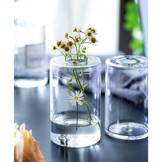 【巨路生活】花瓶 花器 水培花瓶 創意北歐風簡約印花小孔玻璃花器 透明鮮花水培玻璃花瓶擺件裝飾