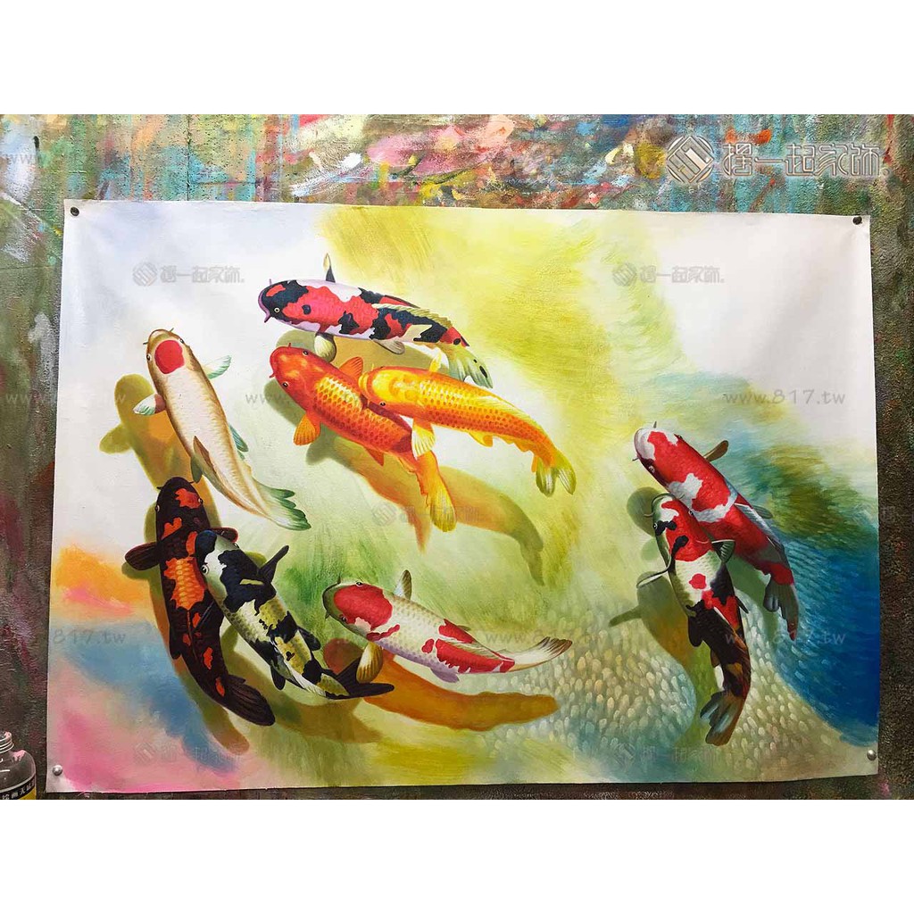 九魚圖 九如魚風水開運畫6564 如魚得水萬事如意步步高升生機盎然蓬勃向上開運招財風水掛畫命運好好玩 蝦皮購物