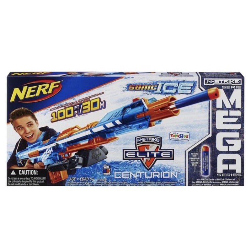 神盾橘。包郵寄免運-NERF Mega巨彈狙擊發射器冰透藍Sonic Ice Centurion Blaster現貨橘機