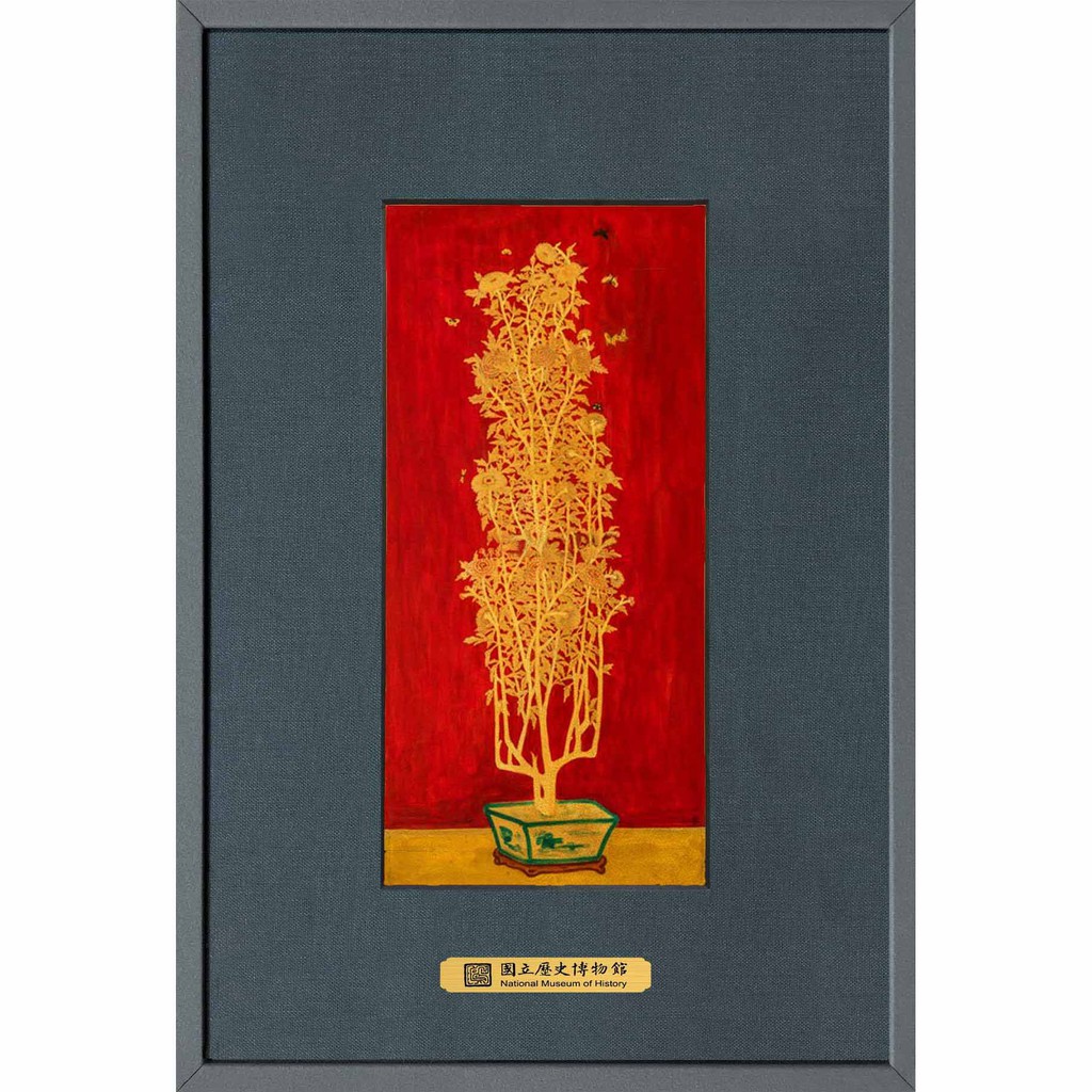 [史博館授權] 品金品黃金畫 菊(紅) 常玉 高級禮物禮品 居家裝飾擺件 布置掛畫壁畫