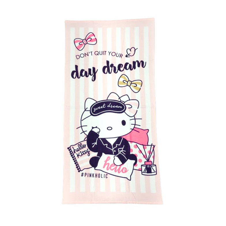 【Sanrio三麗鷗】凱蒂貓軟香浴巾 100%棉 76x152cm [ PinkHolic系列 ]
