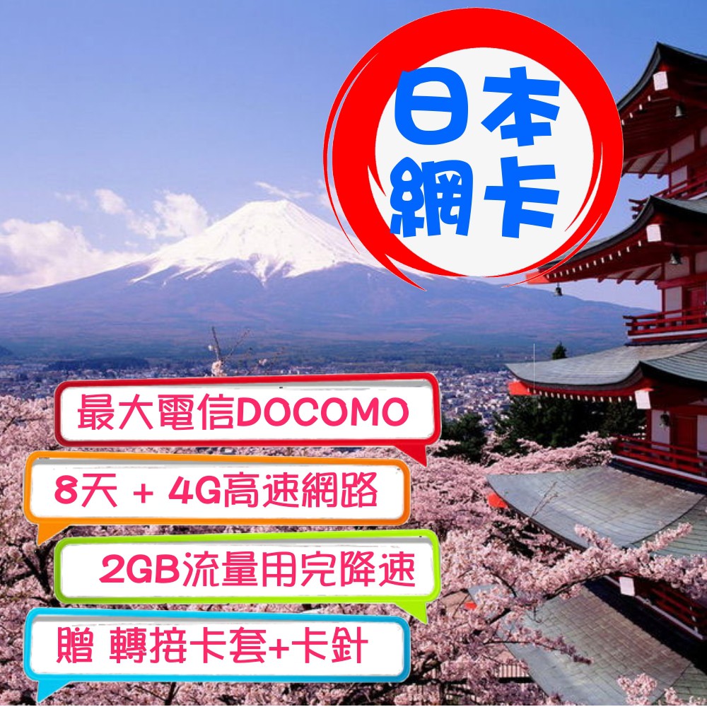 日本網卡上網吃到飽 Docomo 日本上網卡 8天卡 分享器 wifi用完即丟  2/28到期 全日本【QoO雜貨小舖】