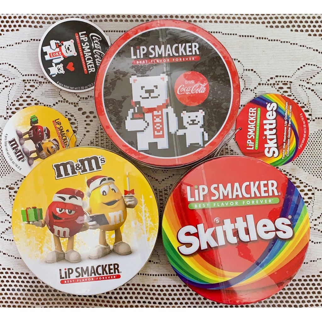 美國 Lip Smacker [ 可樂汽水口味護唇膏 ] Coca Cola 北極熊鐵盒 四支組 全新品