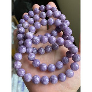 天然紫鋰雲母單圈手鏈，老型珠手珠，圓珠手珠，紫雲母手串，鋰雲母手珠，梅花碧璽