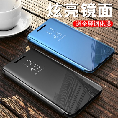 opporeno4pro手機殼Reno3鏡面opp oa7翻2蓋式皮套Realme3全包防摔