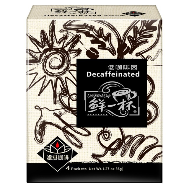 [鮮一杯] 低咖啡因濾掛咖啡(9g/包，4入/盒)x12盒