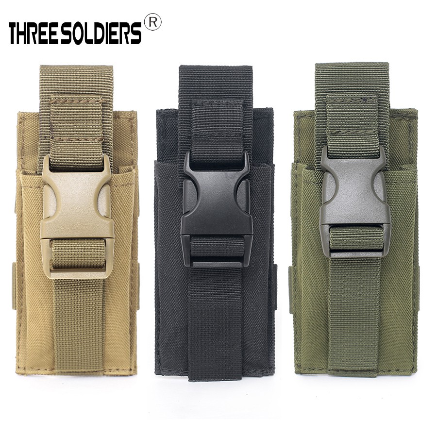 THREE SOLDIERS 輕便式Molle系統模組化手槍單聯彈匣袋/戰術工具包/迷你手電筒套帶插扣帶可以調節