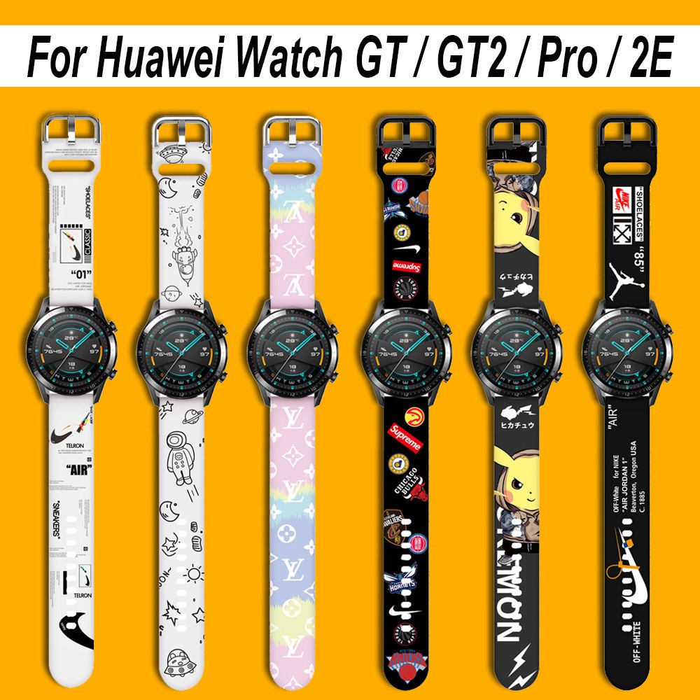 臻愛 華為 Watch GT2 Pro 手錶錶帶 矽膠腕帶 GT 2 GT3 46mm 替換錶帶GT 2e 印花錶帶