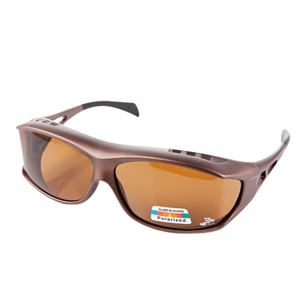 【Z-POLS】最新加大寬版霧茶款 採用頂級一體成型Polarized寶麗來偏光包覆型太陽眼鏡 TR90科技套鏡