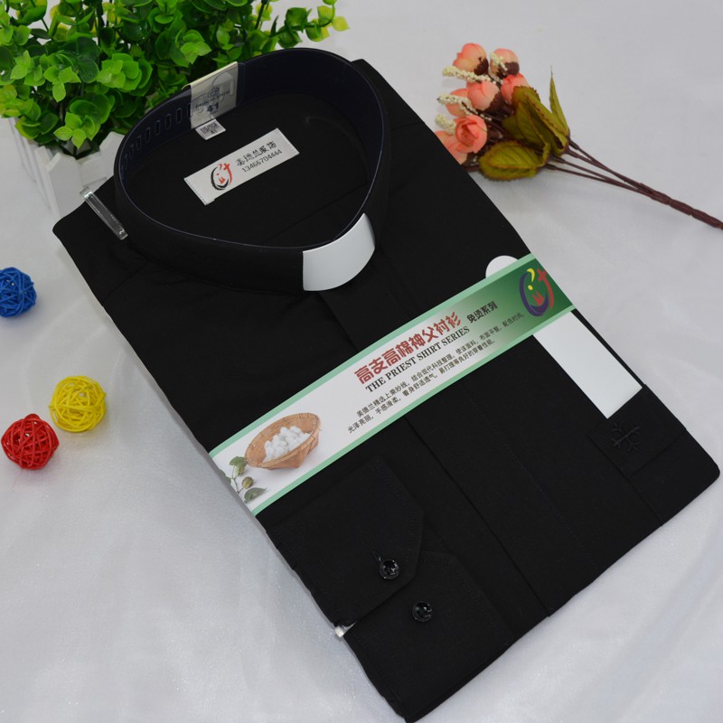 美德蘭黑色長袖襯衫神父襯衫天主教服裝神父服裝基督教牧師襯衫 蝦皮購物