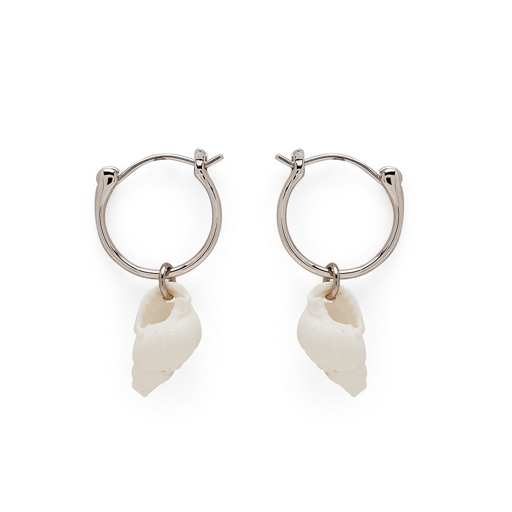 Pura Vida 美國手工 ELLE HOOP EARRINGS 白色貝殼圈型耳環