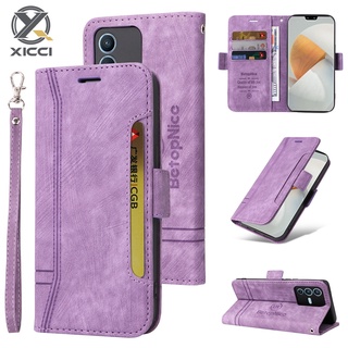 XICCI適用於Vivo S12 V23 S12 Pro Y75 Y55 Y76皮革TPU錢包保護套帶磁性卡槽手机殼