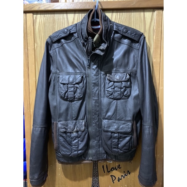 極度乾燥 皮衣Superdry Club65 Leather Jacket 深咖啡色 M號