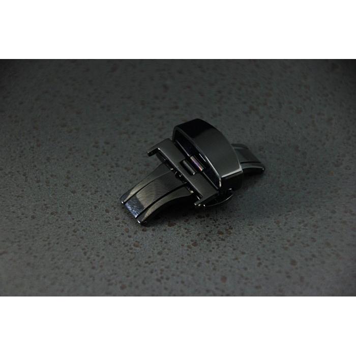20mm黑色高質感不鏽鋼精製双按式彈簧蝴蝶扣,飛機扣,折疊扣,延長皮製錶帶使用年限
