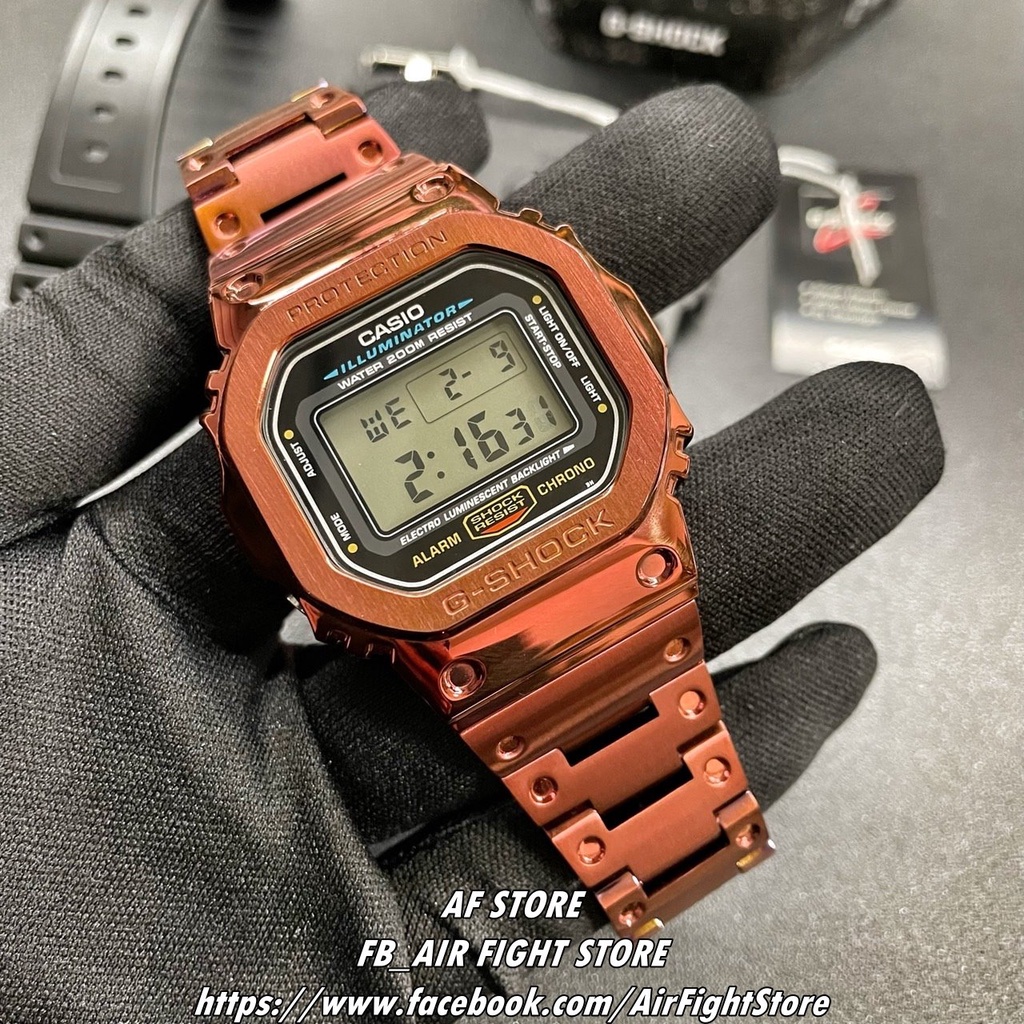 AF Store* G-SHOCK DW-5600E 電鍍紅 改裝全不鏽鋼樣式 台灣公司貨 DW-5600E-1