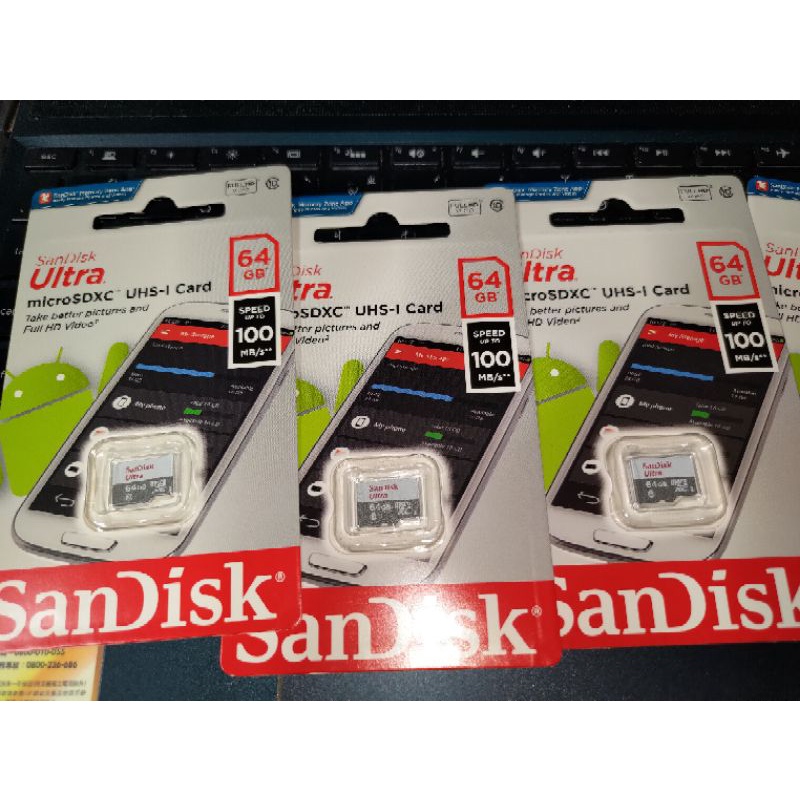 SanDisk Ultra microSD UHS-I 64GB記憶卡（白）行車紀錄器秘錄器專用
