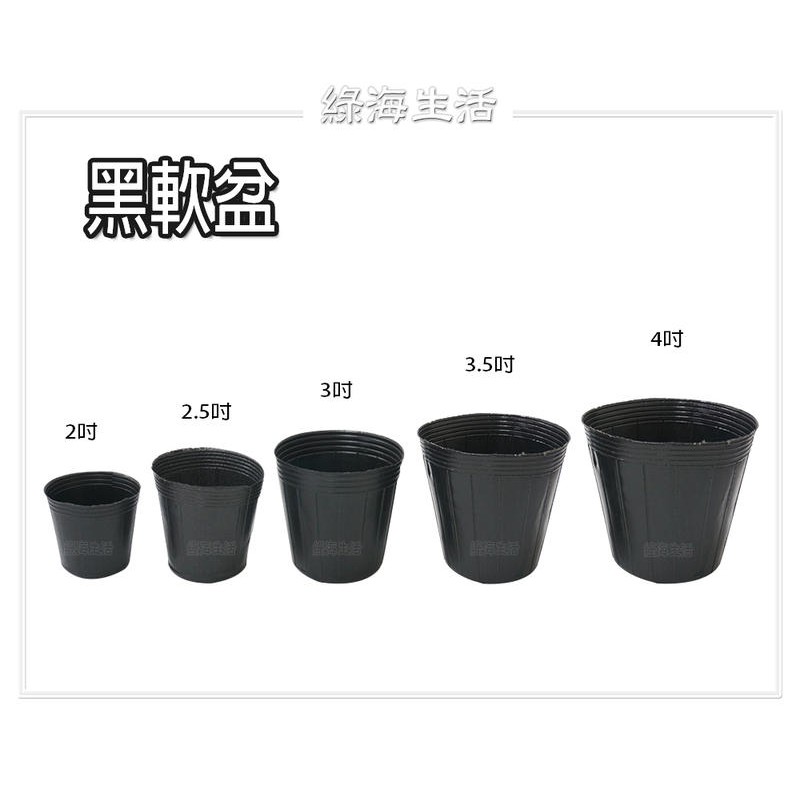 綠海生活 5寸 100個 軟盆黑軟盆花盆育苗盆塑膠盆 蝦皮購物