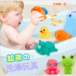 一組5隻 戲水玩具 可噴水 會BB叫 戲水小動物 洗澡玩具 嬰兒玩具 兒童玩具
