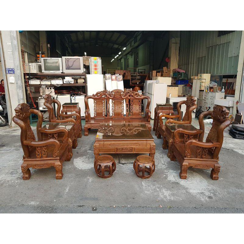東鼎二手家具 大陸 紅木雞翅木大戰國十二件組*沙發椅組*木製沙發*木椅*客廳桌*沙發桌*二手沙發*客廳沙發*茶几桌
