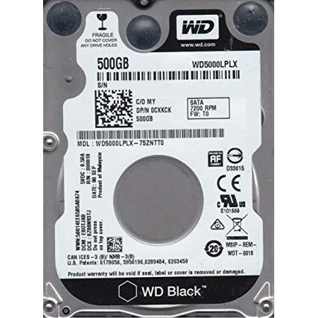 保固一年 良品WD 黑標 7mm 500G 2.5吋電競硬碟 500GB  (WD5000LPLX)