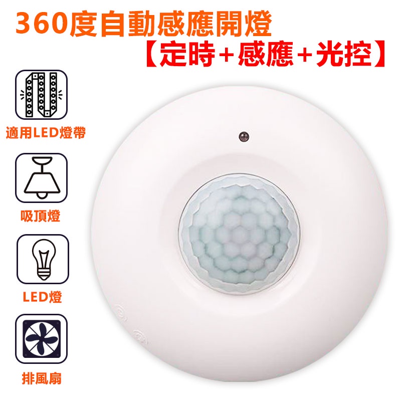 全電壓 360度自動感應開燈【定時+感應+光控】人體感應開關 租屋 庭園 學校 工廠 省電路燈開關