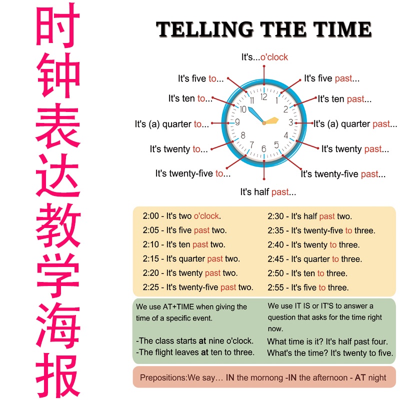 英語海報貼畫英語日期時鍾表達教學海報幼稚園國小教師教具教室裝飾啟蒙益智 蝦皮購物