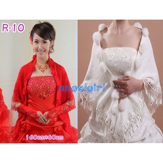 mama小舖/婚紗用品/小禮服小外套緹花三層長款披肩洋裝兔毛絨小披風/厚款披肩外套婚紗禮服小披肩R10