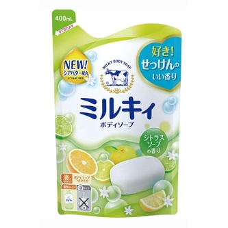 日本原裝進口 牛乳石鹼 牛乳精華沐浴乳補充包(柚子果香) 400ml