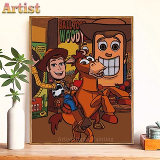 Artist DIY數字油畫 卡通動漫系列 三眼怪 玩具總動員（40X50CM帶框）按數字畫 油畫 手工畫 裝飾畫 數字