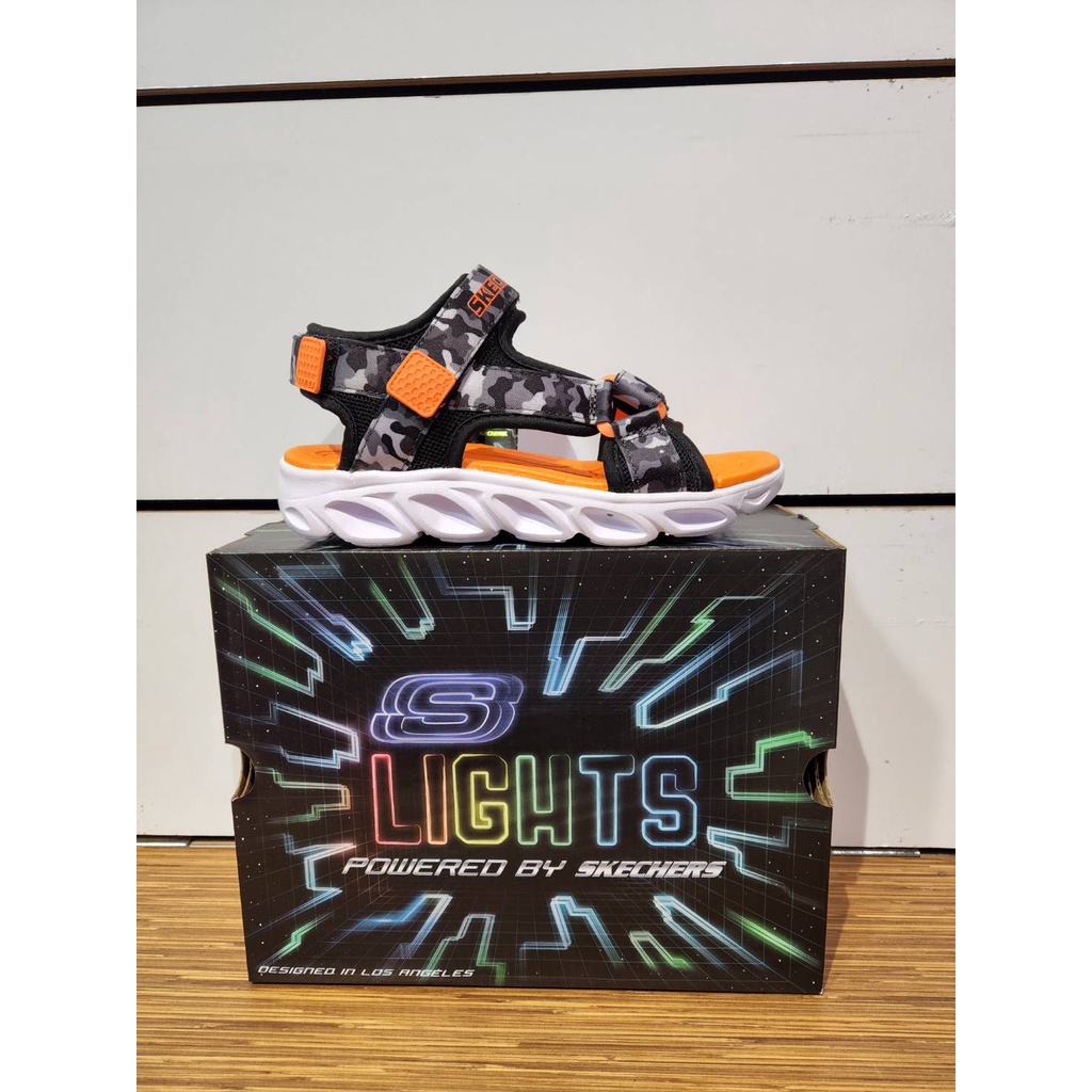 【清大億鴻】SKECHERS HYPNO-SPLASH 中童涼鞋 燈鞋 迷彩色 - 400077LBGOR