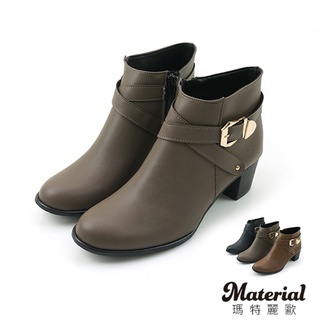 Material瑪特麗歐 【全尺碼23-27】短靴 MIT金屬側釦尖頭短靴 T6891