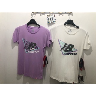 大罐體育👟new balance T-shirt 短袖 紫 白 大Logo 幾何 三角形 女 修身