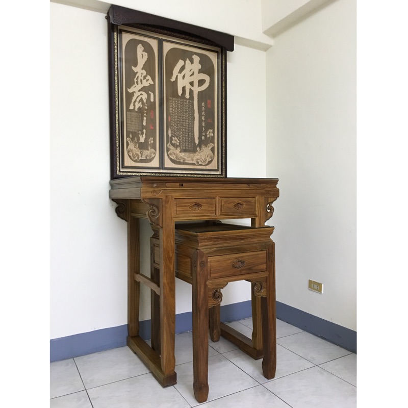 高級綠檀木神桌2尺9明式綠檀木佛桌實木雕刻經文木雕神聯高級綠檀木神桌佛聯小屋頂設計 蝦皮購物