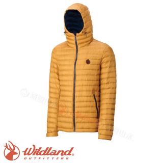 【Wildland 荒野 男款700FP連帽輕時尚 羽絨衣 駱黃】0A32112/羽絨衣/連帽羽絨衣/悠遊山水