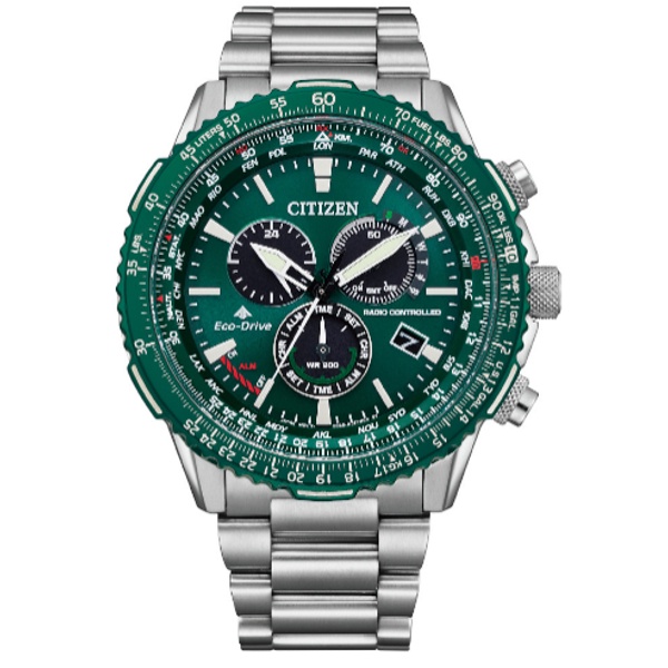 CITIZEN 星辰錶 CB5004-59W PROMASTER 時尚經典光動能電波對時腕表 / 綠面 45.9mm