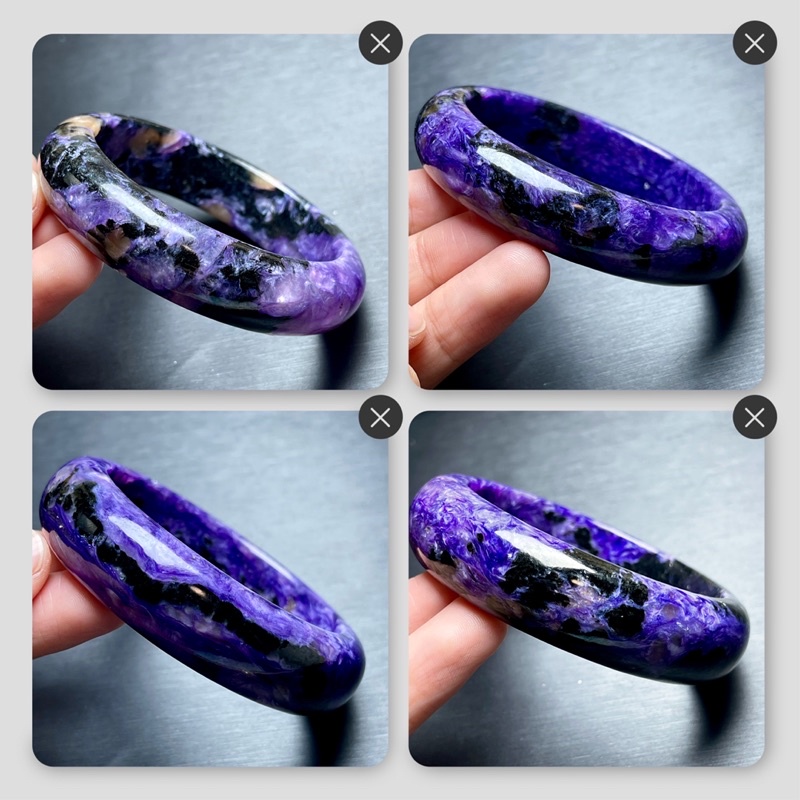 L038 天然高品紫龍晶手鐲 伴生黑色霓輝石鐲子 天然紫龍手鐲 一圖一物 女生手鐲 時尚天然水晶配飾