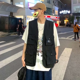 工裝馬甲外套 男外套 薄款 簡約外套 韓版潮流西服 休閒寬鬆男士正裝 韓版夾克 多袋馬甲（JCC666）【壹號站】