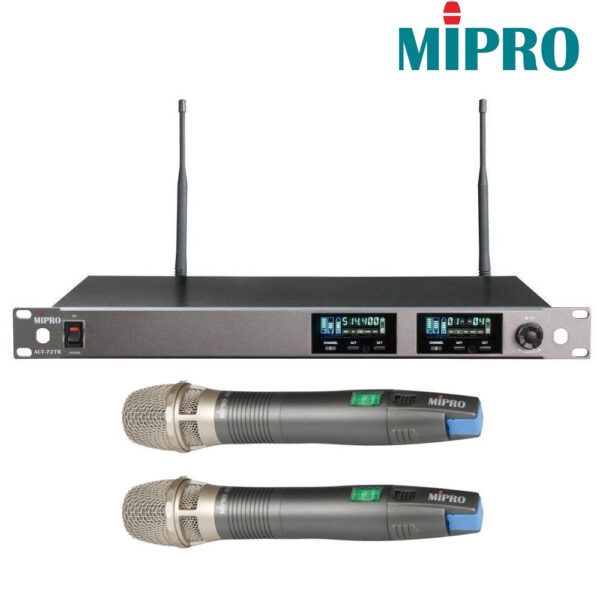【MIPRO】ACT-727B/ACT-72H ACT-VFD 1U雙頻道純自動選訊無線麥克風組 (雙頻道窄頻接收機+手