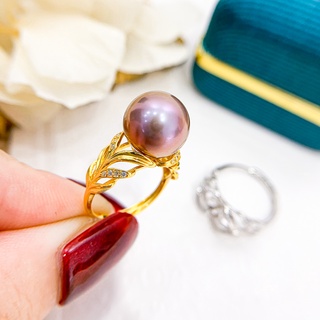 阿姬寶>GA920-DIY珍珠配件 S925純銀飾品 時尚珍珠戒指空托可調節 11-13mm圓珠