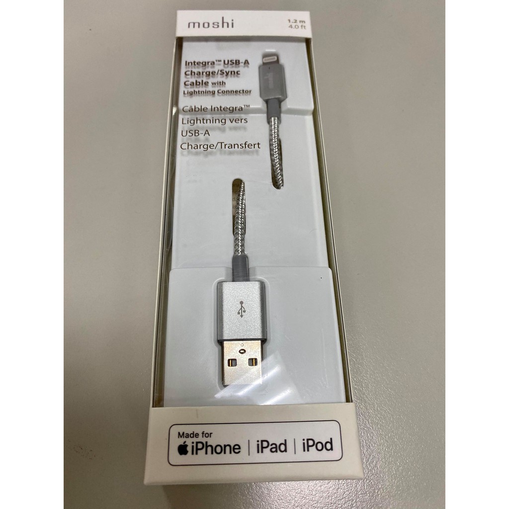 Moshi Integra™強韌系列Lightning to USB-A 充電/傳輸線 銀色(原廠正品)