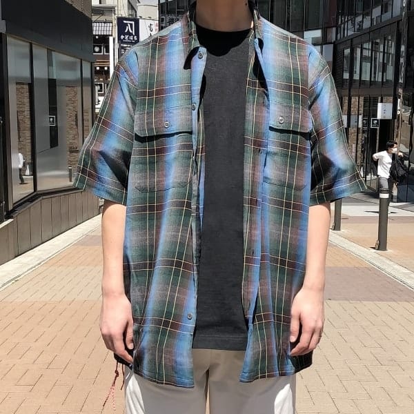 BEAMS JAPAN 短袖 格紋 涼感 寬鬆襯衫