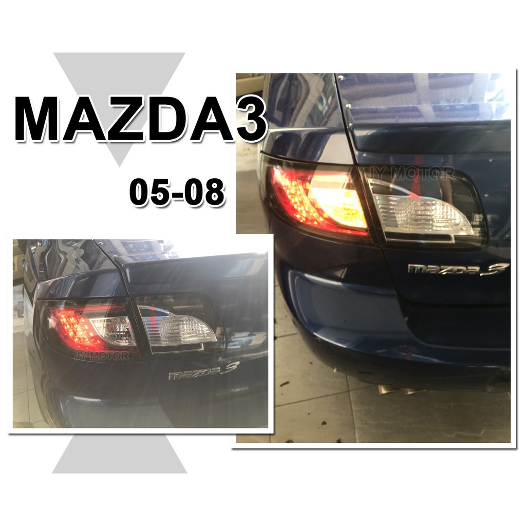 小傑車燈精品--全新 馬3 MAZDA3 05 06 07 08 年 4門 仿10年款式 黑框銀底 LED尾燈 後燈