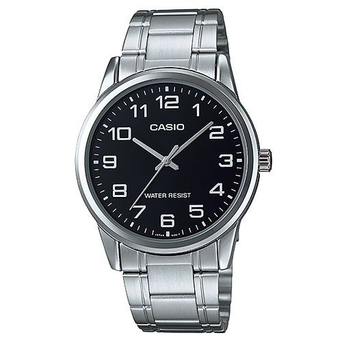 【CASIO】低調簡約不鏽鋼指針錶-數字黑面(MTP-V001D-1B)正版宏崑公司貨