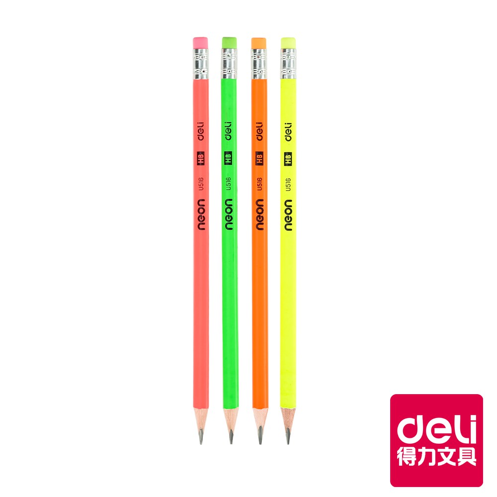 【Deli得力】 六角皮頭螢光筆桿HB鉛筆-12支(U51600) 台灣發貨