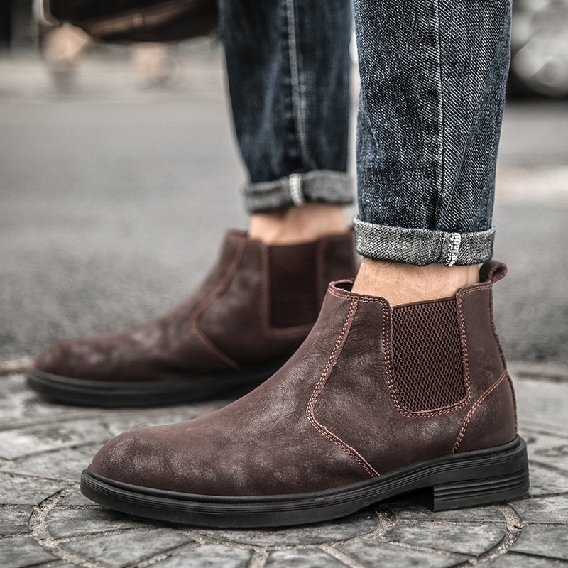 『出清價』大碼 37-47 高品質男士切爾西靴時尚英式舒適靴安全靴鞋幫shoemaker