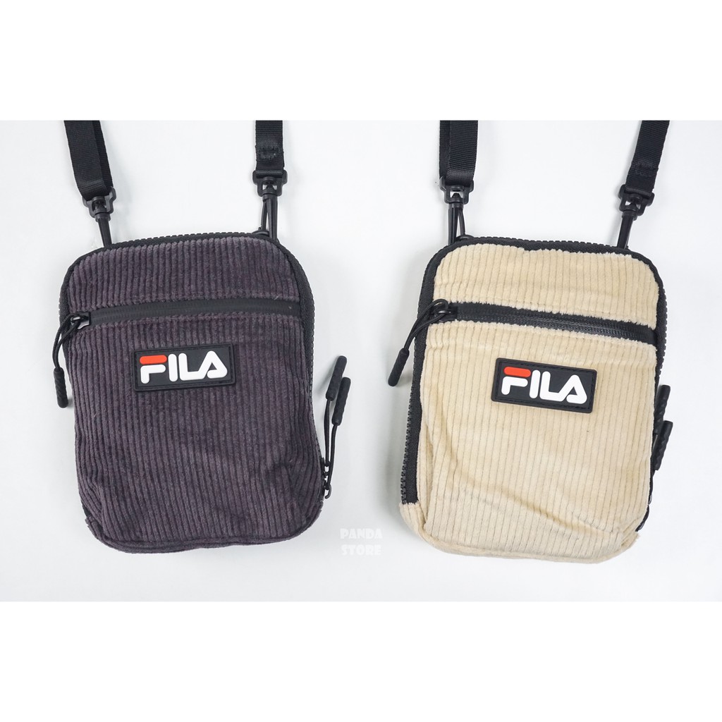 胖達）FILA 燈芯絨 側背包 斜背包 小包 BSU-9006-BK 深灰 BSU-9006-KK 米