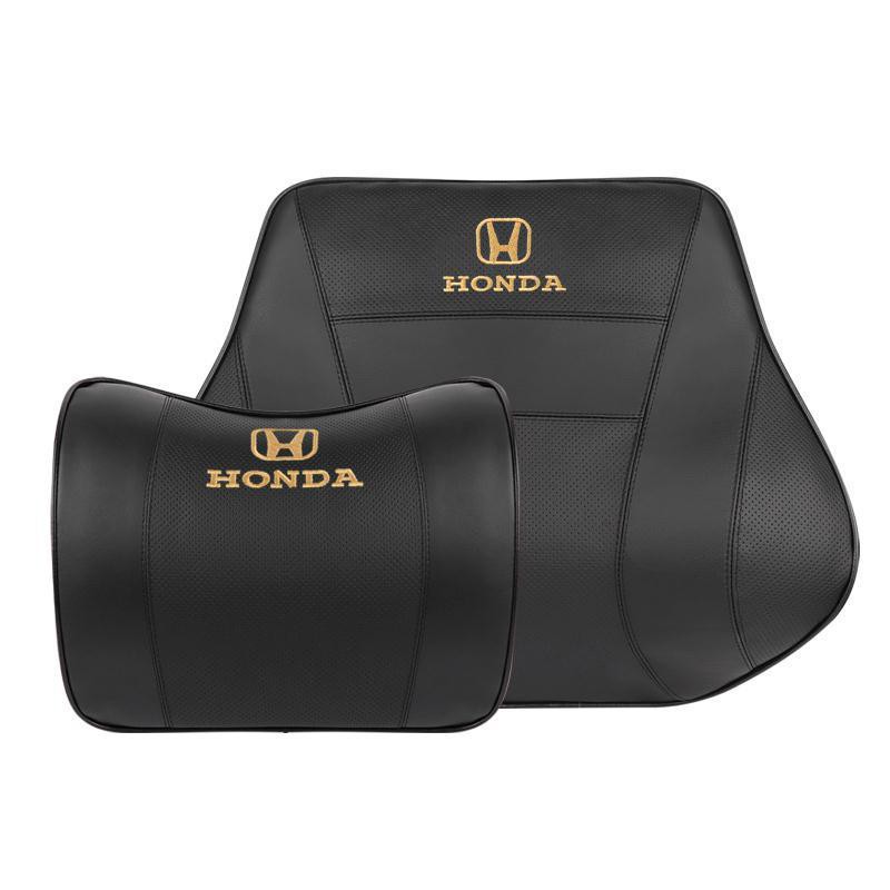 本田真皮頭枕腰靠 適用 Honda 車用真皮頭枕護頸枕 記憶棉車枕 Accord Civic Cit.gogo車配💛