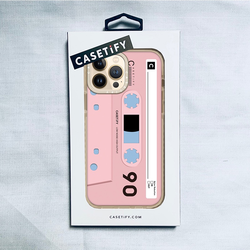Casetify X 粉色復古膠帶米色手機殼 IPhone 13 12 11 Pro MAX Mini XS MAX X